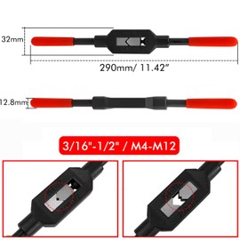 Bestgle Adjustable Tap Wrench Handle for 3/16"-1/2" / Metric M4-M12 Taps, Thread Tap Holder Reamer Wrench Tapping Hand Tool for Screw Tapping and Repair