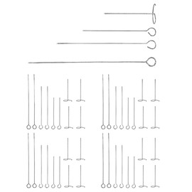ONEBO 50 Pieces Skewers Stainless Steel, Reusable Grilled Kebabs,Vertical Meat Skewers for Air Fryer Skewers, Oven Hanging Skewers,Barbecue Needles for Grilling, 4 Different Sizes (Stainless Steel)