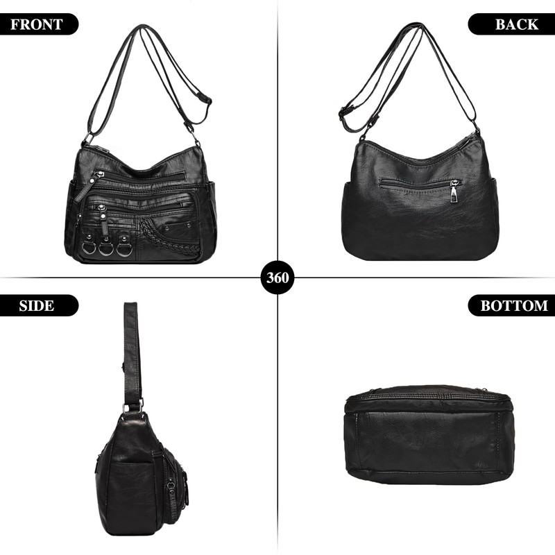 WITERY Crossboby Bag for Women - Soft PU Leather Multi-Pocket