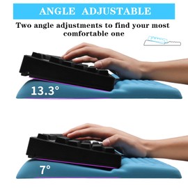 Computer Keyboard Stand Pad with Wrist Rest, Ergonomic Comfy Tilted Keyboard Stand Riser Holder Pad for Office Home (Blue)
