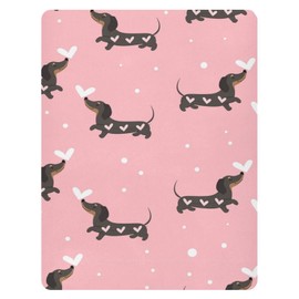 Pfrewn Crib Sheets for Boys Girls Dachshund Fitted Crib Sheet Fits Standard Crib Mattress Pads Dogs Hearts Stretch Soft Toddler Baby Sheet, 52x28x9IN