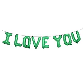 16 inch Marry me I Love You Letter Balloons Kit Valentines Day Anniversary Wedding Banner Decorations for Event Party (I LOVE YOU Green)