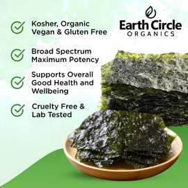 Earth Circle Organics | Raw Certified Organic Nori Seaweed | Grade "A" Rating | Unheated & Not Roasted | Vegan | Paleo & Keto Friendly | Premium Quality Nori Sheets - (10 Sheets, 3 Pack)