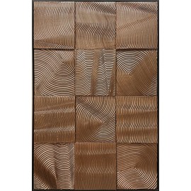 AZAVY Art,24x36Inch Hand Crafted Vertical Framed Oil Paintings Modern Abstract Golden Brown Geometric Canvas Wall Art