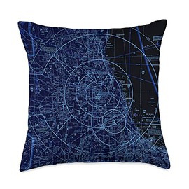 Chicago Pilot Air Traffic Control Airport Airspace CHI Map Throw Pillow