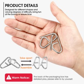 8 Piece Metal Puzzle Toy 3D Brainteaser Metal Wire Puzzle Game Metal Wire Puzzle Games Set for Adults and Children Puzzle IQ Games for Birthday Party Bags (Vivid Style)