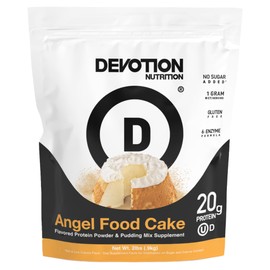 Devotion Nutrition Protein Powder Angel Food Cake – 20g Whey Isolate & Casein Protein Blend – No Added Sugar, Low Carb, Gluten-Free, Keto-Friendly, 1g MCT, Kosher – 2lb Pouch