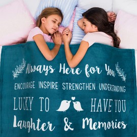 PAVILIA Best Friend Blanket, Friendship Gifts for Women Birthday Soul Sister Long Distance Bestie, Soft Cozy Fleece Throw Blanket with Sentimental Thoughtful Quotes, BFF Stuff Gift Idea, Teal Sea Blue
