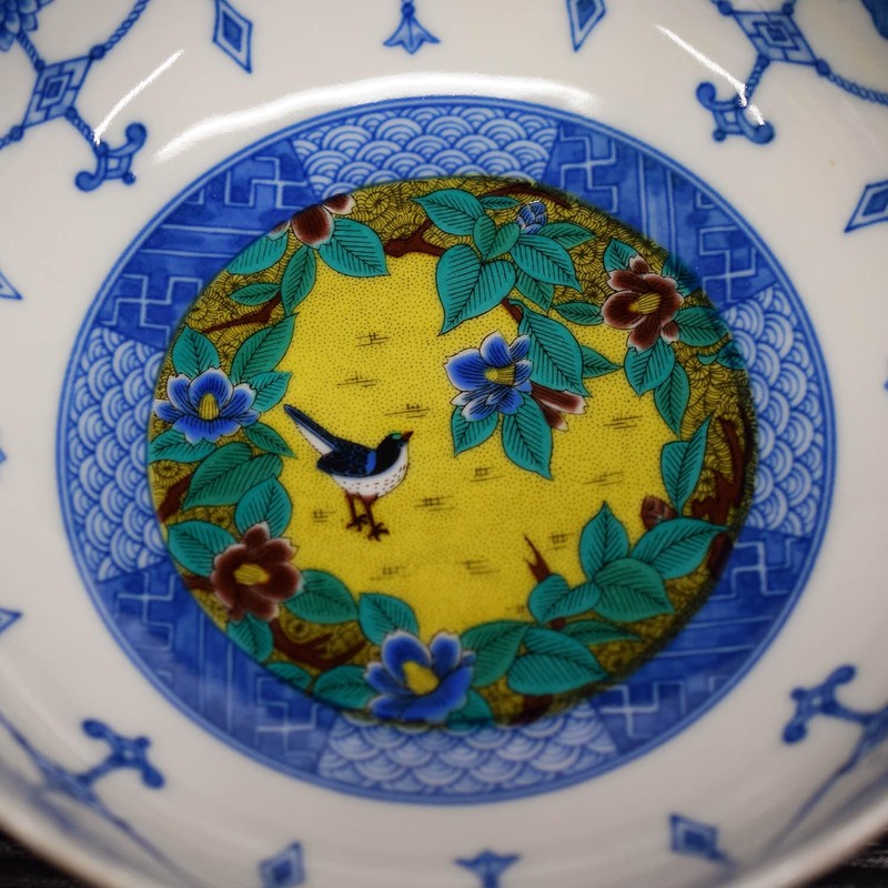 Stylish Tableware, Kutaniyaki Pot, Yoshidaya Camellia, Bird, Pottery, Japanese Tableware,