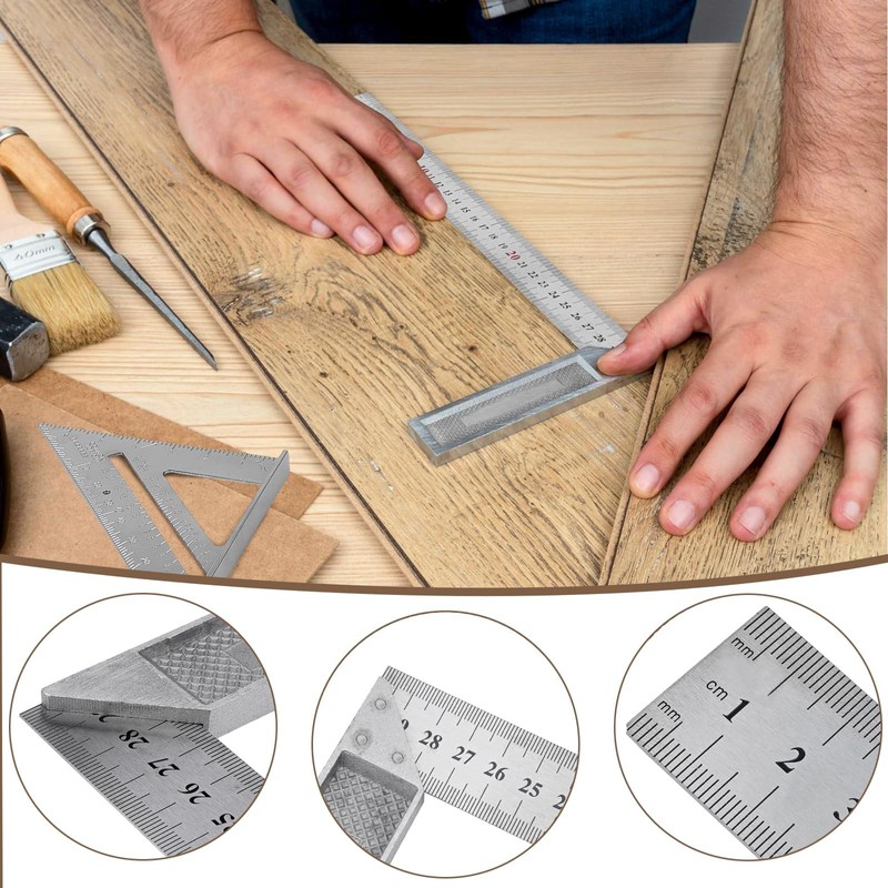 7in Metric Triangle Ruler and 12in Square Angle Ruler -