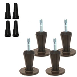 Steel Stem Plastic Bed Frame Glide | Sturdy Bed Frame Legs | Set of 4 | Protect Your Floor by Changing Your Bed Wheels with These Bed Frame Feet | Dark Brown | Set of 4
