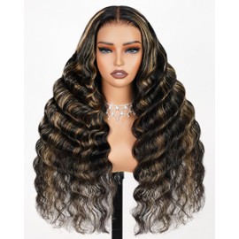 Arabella 5x6 Ready to Go Glueless Wig Human Hair Balayage Lace Front Wig Human Hair 210% Density Loose Curly Wave Wigs HD Lace Frontal Wig Pre Plucked Bleached Knots Wig (18inch, 5X6 Loose Curly Wig)