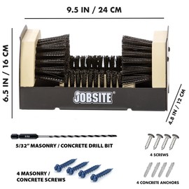 JobSite The Original Boot Scrubber - Includes Drill Bit & Screws for Masonry & Concrete Mounting - All Weather Industrial Shoe Cleaner & Scraper Brush
