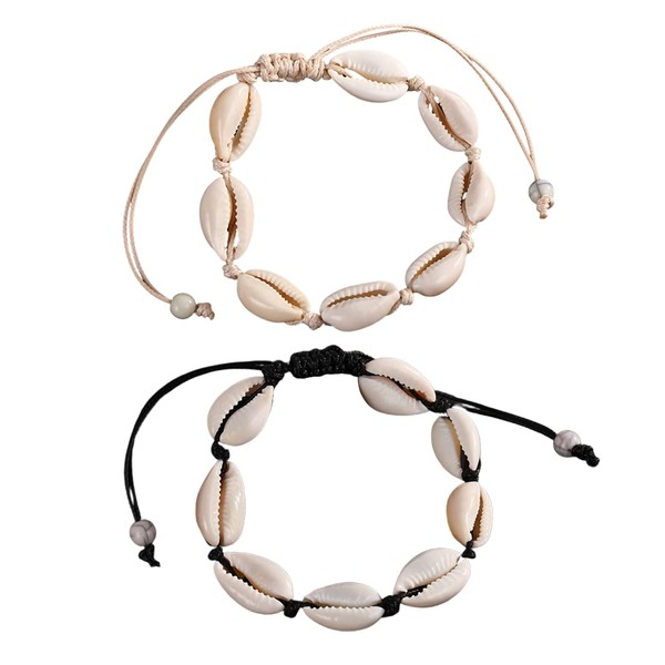 Clyhon Pack of 2 Shell Bracelets, Handmade Knitting Women Bracelet