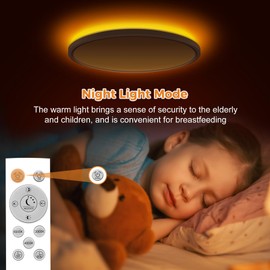 2 PACK 12Inch Flush Mount Ceiling Light Fixture with Remote Control, Nightlight 1800K, Dimmable & 3000K-6000K Color Adjustable Ceiling Light, 2400LM LED Ceiling Lights for Bedroom Kitchen Living Room