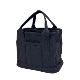 PACEKONER Canvas Tote Bag with Multi Pockets, Heavy Duty Tote, Foldable Shopping Bags, Reusable Grocery Bag for Work School Travel (Black)