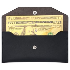 Molain Wallet with Money Envelope, Wallet Made of PU Leather, Reusable Budget Envelope, Wallet Envelope System, Cash Divider for Wallets, 7.2 x 3.6 Inches (Black)