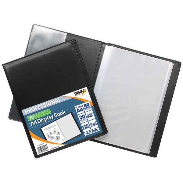 Tiger 20 A4 Pocket Professional Display Book - Black,Medium