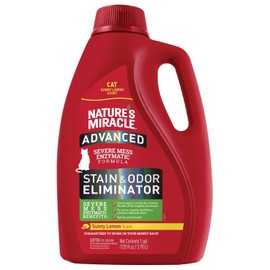Nature's Miracle Advanced Cat Stain and Odor Eliminator Spray, Severe Mess Enzymatic Formula, Sunny Lemon Scent, 1 Gal