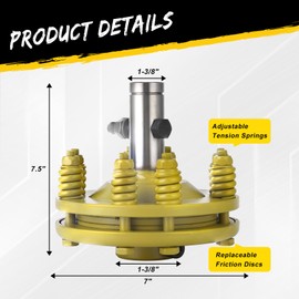 Garvee PTO Slip Clutch, 1 3/8 in Slip Clutch, Smooth Round Ends PTO Friction Clutch, Carburized Steel Tractor Slip Clutch, Adjustable Rotary Cutter Slip Clutch, Brush Slip Clutch for PTO Shaft