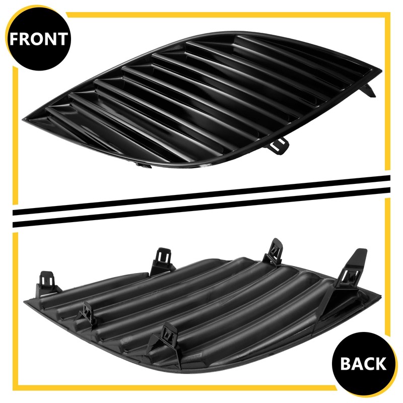 BXZ Fog Lamp Light Cover Bumper Insert Pair Glossy Black