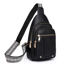 OEAGO Crossbody Bag for Women Sling Bag Mother's Day Gifts from Daughter Son Husband Crossbody Travel Purse Leather Gifts for Mom Birthday Gifts for Women Cadeau Femme (Black)