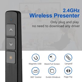 Kinizuxi Presentation Clicker for PowerPoint Remote with Lanyard,100M Wireless Presenter Remote PPT PowerPoint Clicker,2.4GHz Presentation Pointer Slide Advancer for Mac Computer Laptop