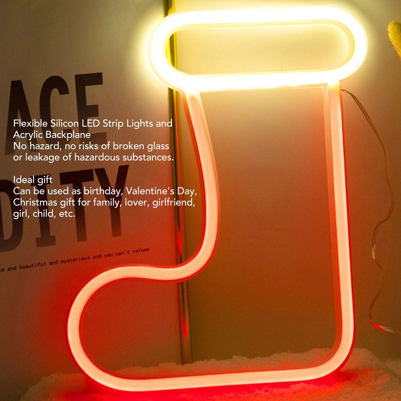 Christmas Neon Light LED Christmas Boot Neon Sign Light Battery