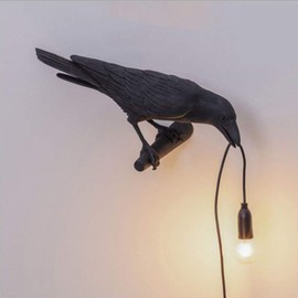 Aooxida Luluckly Raven Light Birds Table Lamps Bedroom Resin Crow Desk Lamp Bedside Light Wall Sconce Black C