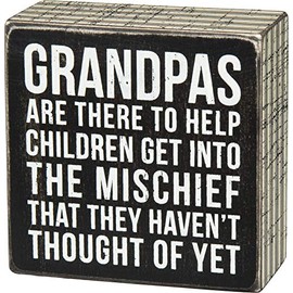 Primitives by Kathy 27218 Pinstripe Trimmed Box Sign, Grandpas, Wood, Small, black/white