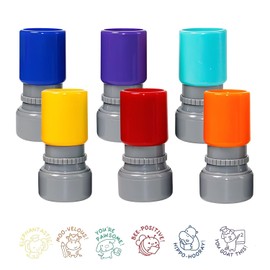 Pack of 6 Self-Inking Teacher Stamps, Praise Encouragement Children, Teacher Assessment Reward Motivation Stamps, Colourful Cartoon Seal Encouragement, Teacher Stamp Primary School