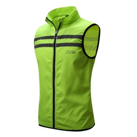 bpbtti Men's Hi-Viz Safety Running Cycling Vest Sleeveless Windbreaker vests- Windproof and Reflective (X-Small-Chest 38-40", Hi-Viz Yellow)