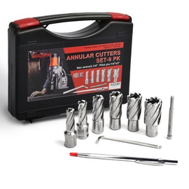ANGELSWORD HSS Annular Cutter Set 9 Pcs, High Speed Steel, Cutting Depth 1" Cutting Diameter 1/2" to 1-1/16", Mag Drill Bits Kit for Magnetic Drill Press