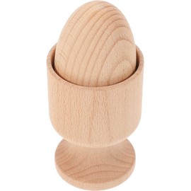 LATRAT Wooden Egg with Cup Egg Holder with Unfinished Wooden Eggs for Toddlers Early Educational Material
