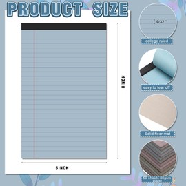Lincia 12 Pcs 5" x 8" Colored Note Pads Mini Legal Pads Ruled 50 Sheets Per Micro Writing Pads Perforated and Lined for College Office Supplies (Dreamy Colors)