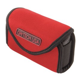 OP/TECH USA 7302254 Snappeez-Medium, Wide Body Horizontal Neoprene Pouch for Camera (3.75 X 2.5 X .75-1.25 Inch) (Red)