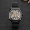 FORSINING Stainless Steel Strap Waterproof Hollow Automatic Mechanical Men WatchBlack