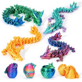 4PCS 3D Printed Dragon Eggs with Dragon Inside Easter Eggs Mini Dragon Egg Set Articulated Dragon Mystery Dragon Egg Fidget Toy Easter Basket Stuffers Surprise 3D Printed Animals Toy Set