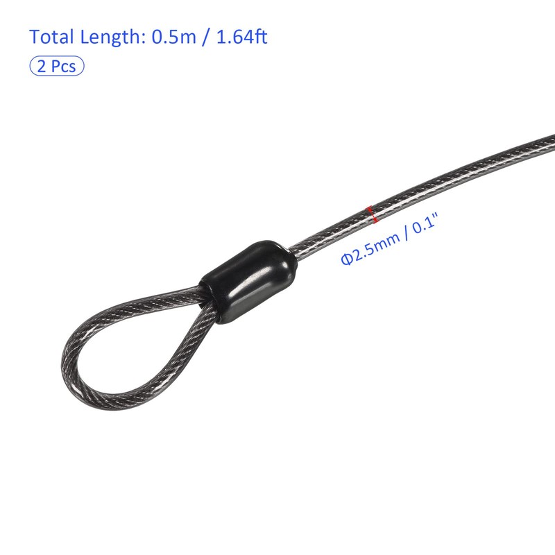 M METERXITY 2PCS Safety Cable Plastic Coated Steel Locking Rope