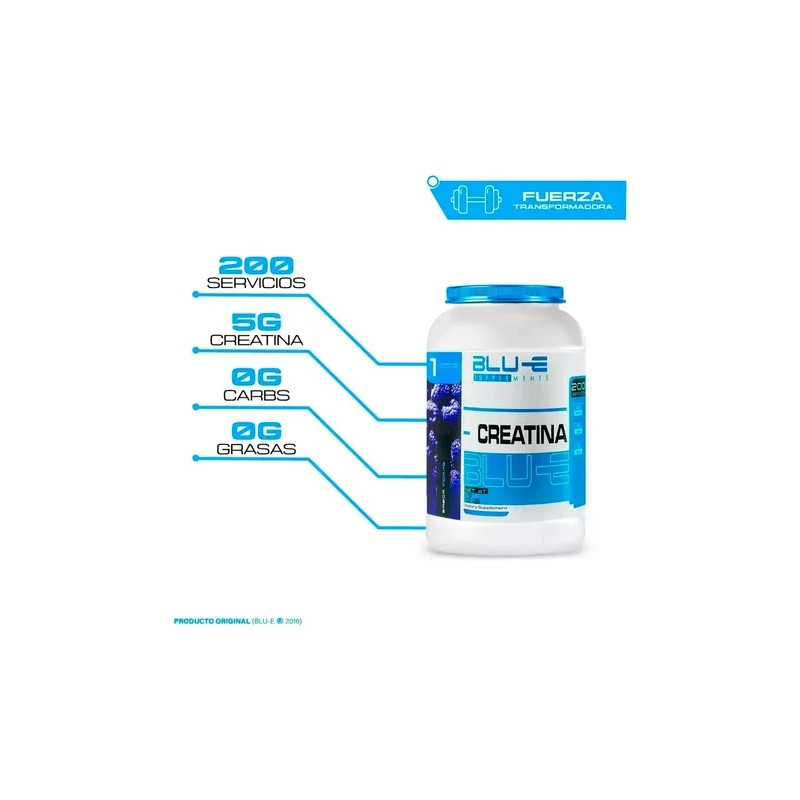 Creatina Blu-e Monohidratada 1k 200 Servicios Varios Sabores