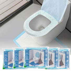 Huazu Disposable Toilet Seat Cover Set, Full Coverage Toilet Covers Kit: Travel Toilet Seat Covers, Lid Covers, Toilet Mats; Toilet Cover Disposable for Hotel,Hospital & Public Toilet (5 Pack)
