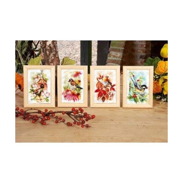 Vervaco Counted Cross Stitch Kit: Miniatures 4 Seasons: Set of 4, 8 x 12cm, N