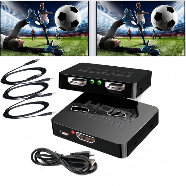 SIGRAPID HDMI Splitter 1 in 2 Out【with 3HDMI Cables +