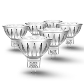 ALIDE 12V MR16 GU5.3 Led Outdoor Landscape Bulbs 5W, MR16 35W 50W Halogen Replacement, 2700K Soft Warm White,Low Voltage Bulbs Spotlights for Landscape Track Lighting,Not Dimmable,458lm,38 Deg,6 Pack