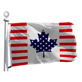 Canada America Friendship Flag 3'x5' -Premium Silk Fabric -United States Canadian USA Combination flag with Brass Grommets Decoration Gift Yard House Banner