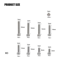 KOXXIAMOQ 480 Pcs M3 Bolts and Nuts Set, Hexagon Socket Head Cap Screws Nuts and Bolts, Stainless Steel Machine Screws Assortment Kit, Hex Head Bolts Screws and Nuts for Mechanical Bicycle Motorcycle