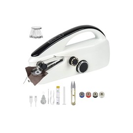 Handheld Mini Electric Sewing Machine for Home Use, Two Power Supplies, White