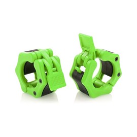 HACUBA FITNESS Olympic Barbell Clamps Collars Quick Release Pair Weight Clips for 2 inch Barbell (NEON GREEN)