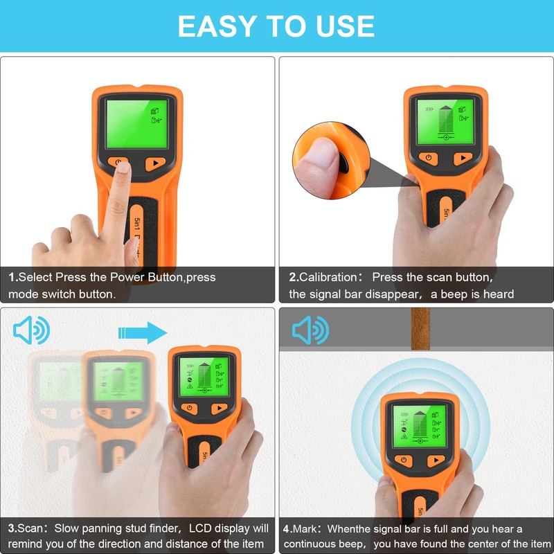 Stud Finder Wall Scanner - 5 in 1 Electronic Stud