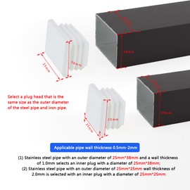 White Square Plastic Plugs, 20 Pcs Tube Inner End Caps, 40mm x 40mm Cover for Furniture Chair Desk Leg Tables Foot, Pipe